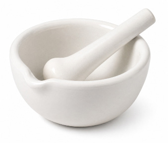 Mortier et pilon en porcelaine