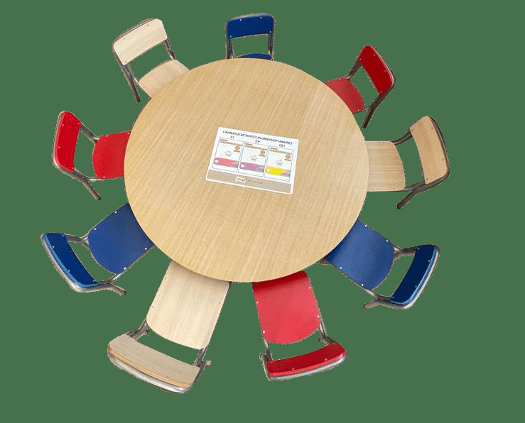 Table ronde avec 9 chaises semi-métalliques RT 504-9CSM